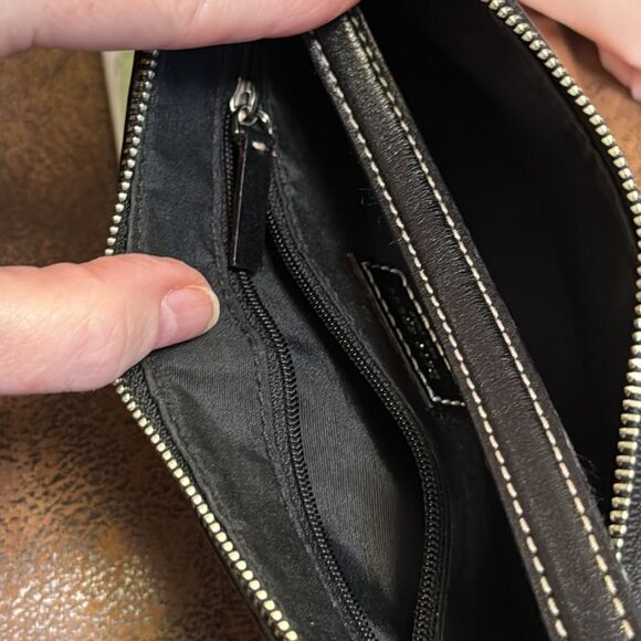 KATE SPADE 90’s PINK W/ BLACK LEATHER DEMI POUCHETTE BAG RETRO WORKING GIRL EUC - Picture 16 of 16